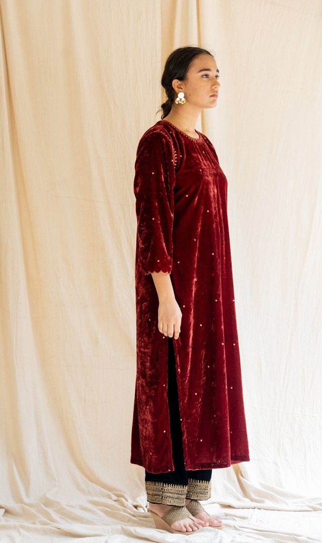 Maroon Imaam Kurta Kurta Sets by Nirjara for women Worldwide