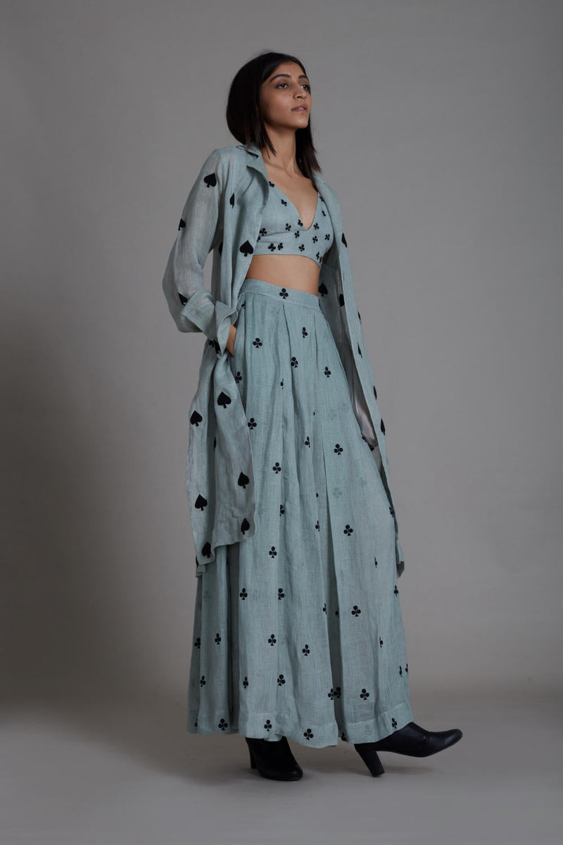 MATI CLUB COVER LEHENGA SET-BLUE (SET OF 3) by Mati for women Worldwide