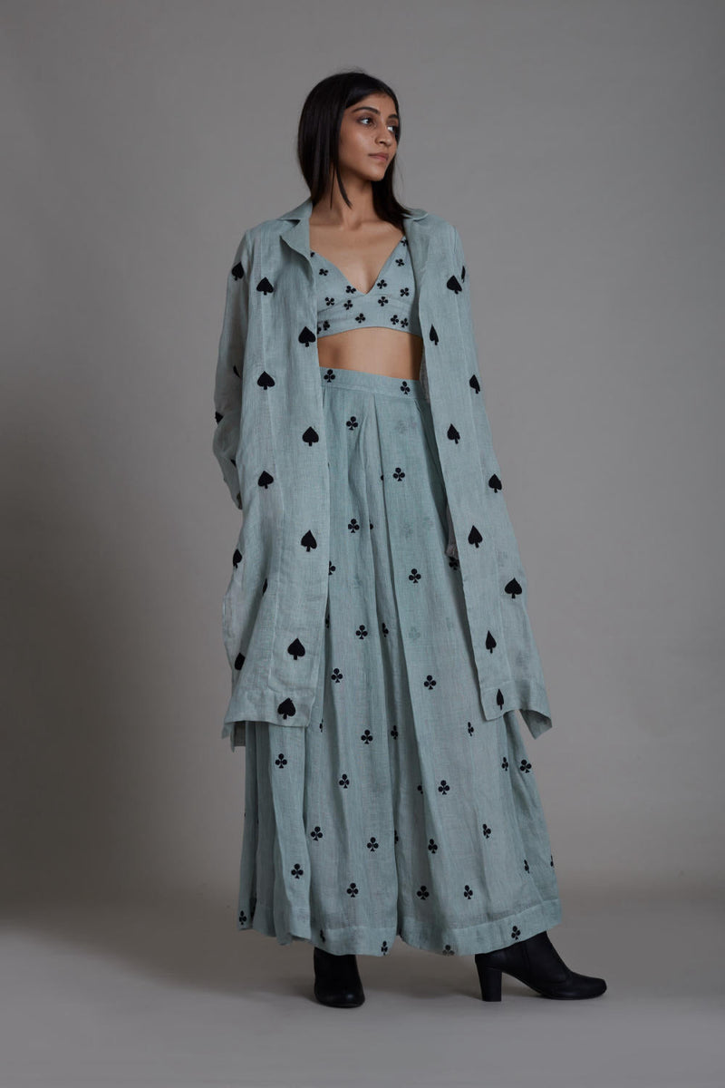 MATI CLUB COVER LEHENGA SET-BLUE (SET OF 3) by Mati for women Worldwide