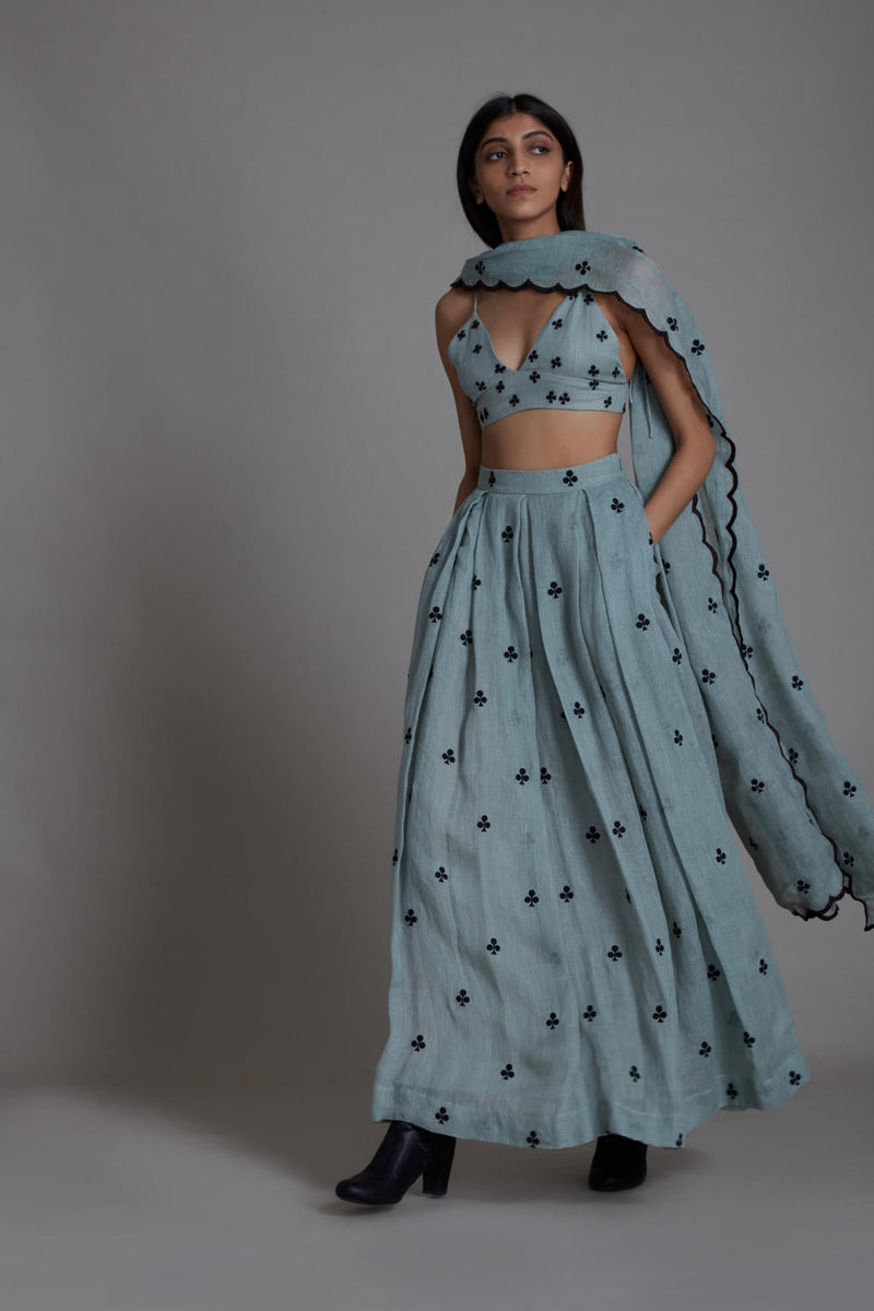 MATI CLUBS COUNTER LEHENGA SET-BLUE Lehenga Set by Mati for women Worldwide