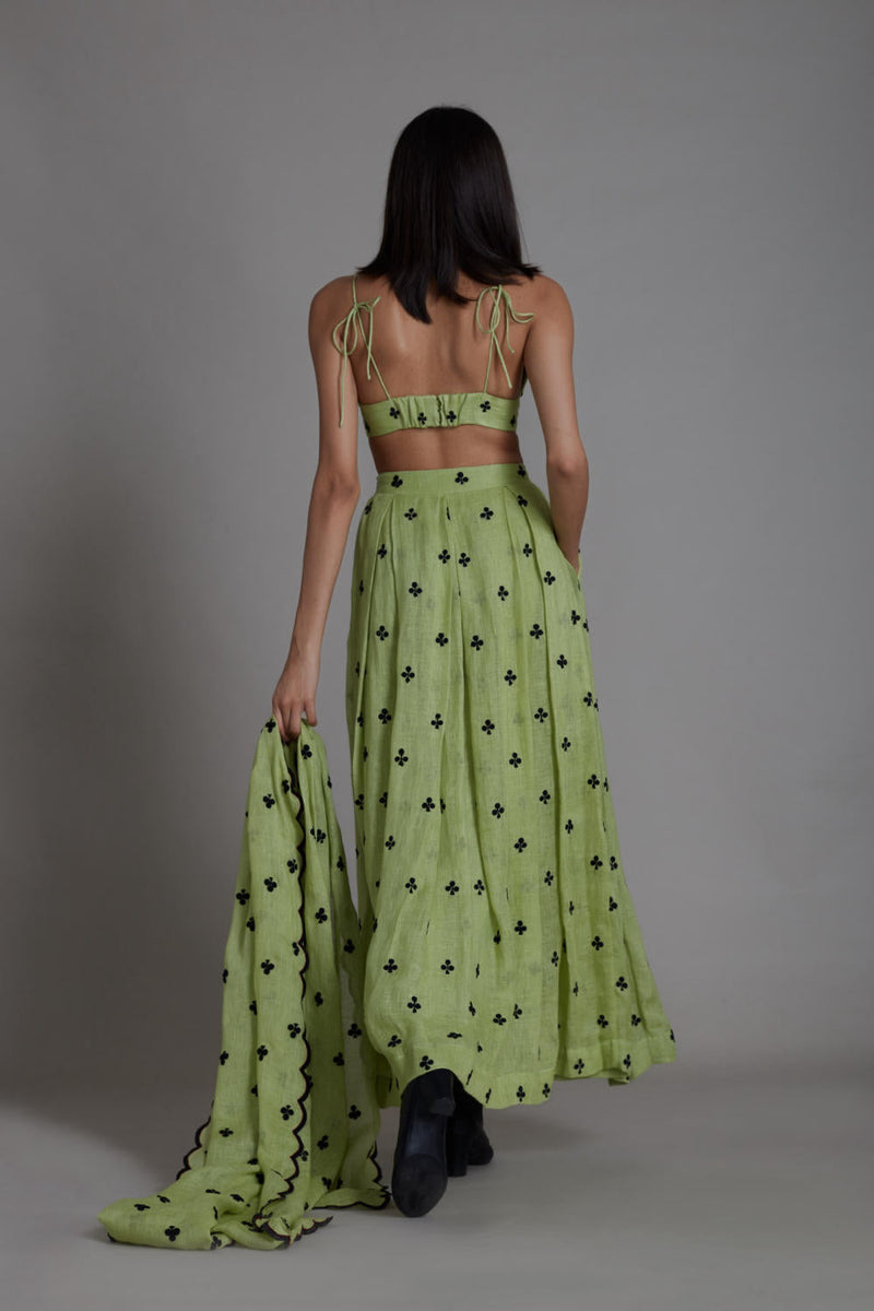 MATI CLUBS COUNTER LEHENGA SET-GREEN Lehenga Set by Mati for women Worldwide