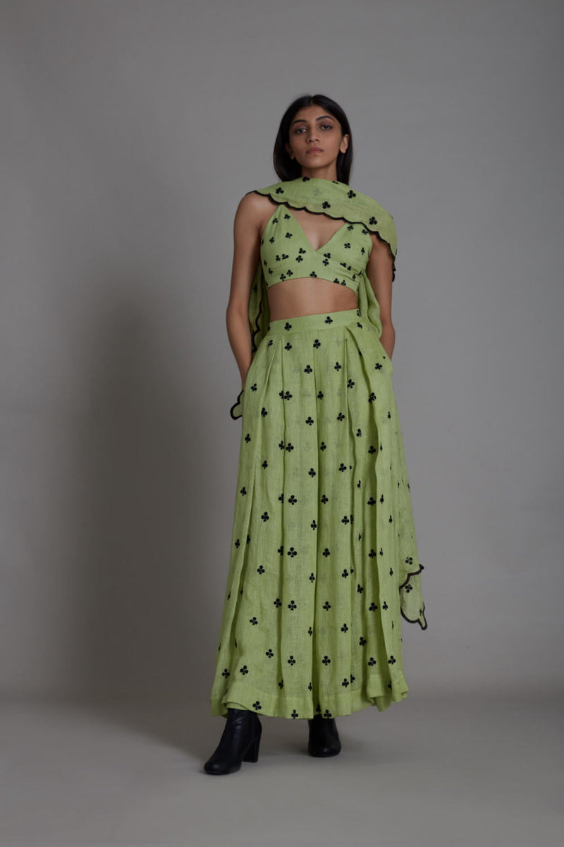 MATI CLUBS COUNTER LEHENGA SET-GREEN Lehenga Set by Mati for women Worldwide