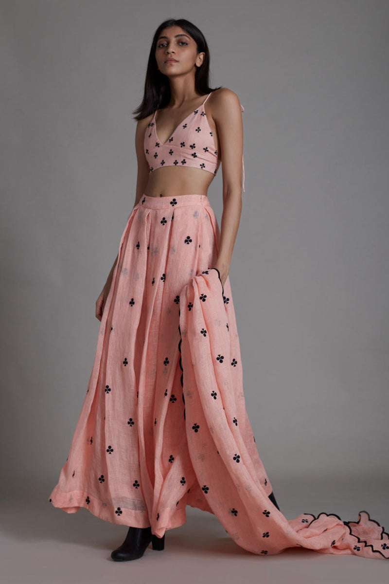 MATI CLUBS COUNTER LEHENGA SET-PINK Lehenga Set by Mati for women Worldwide