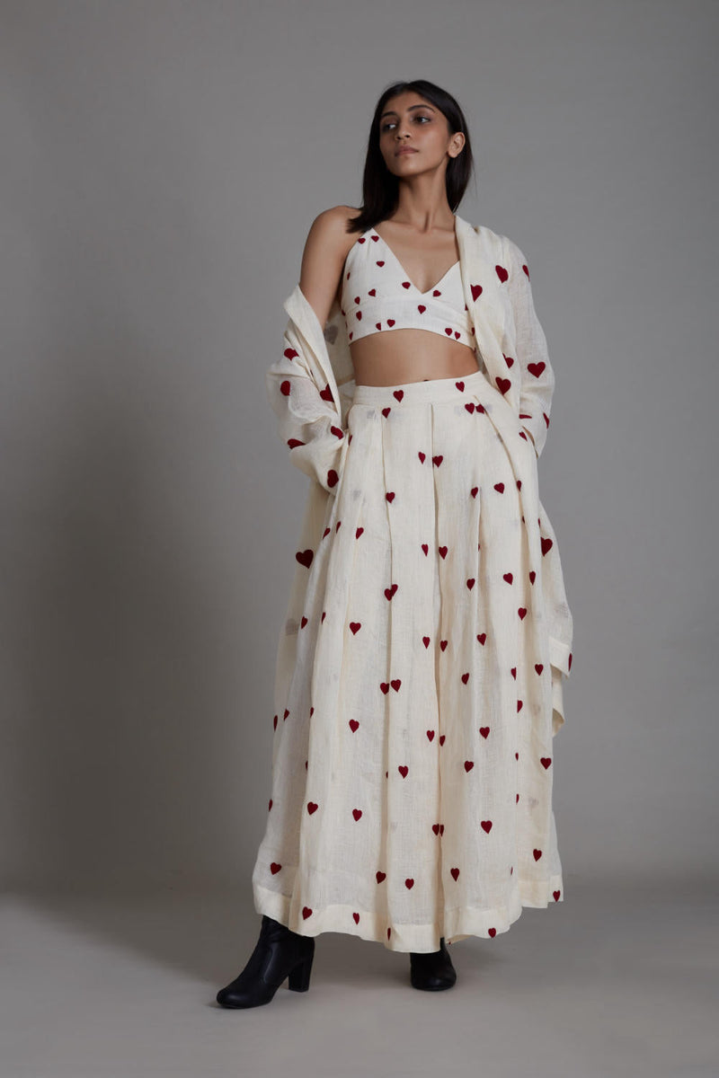 MATI HEART COUNTER LEHENGA SET-OATMEAL Lehenga Set by Mati for women Worldwide