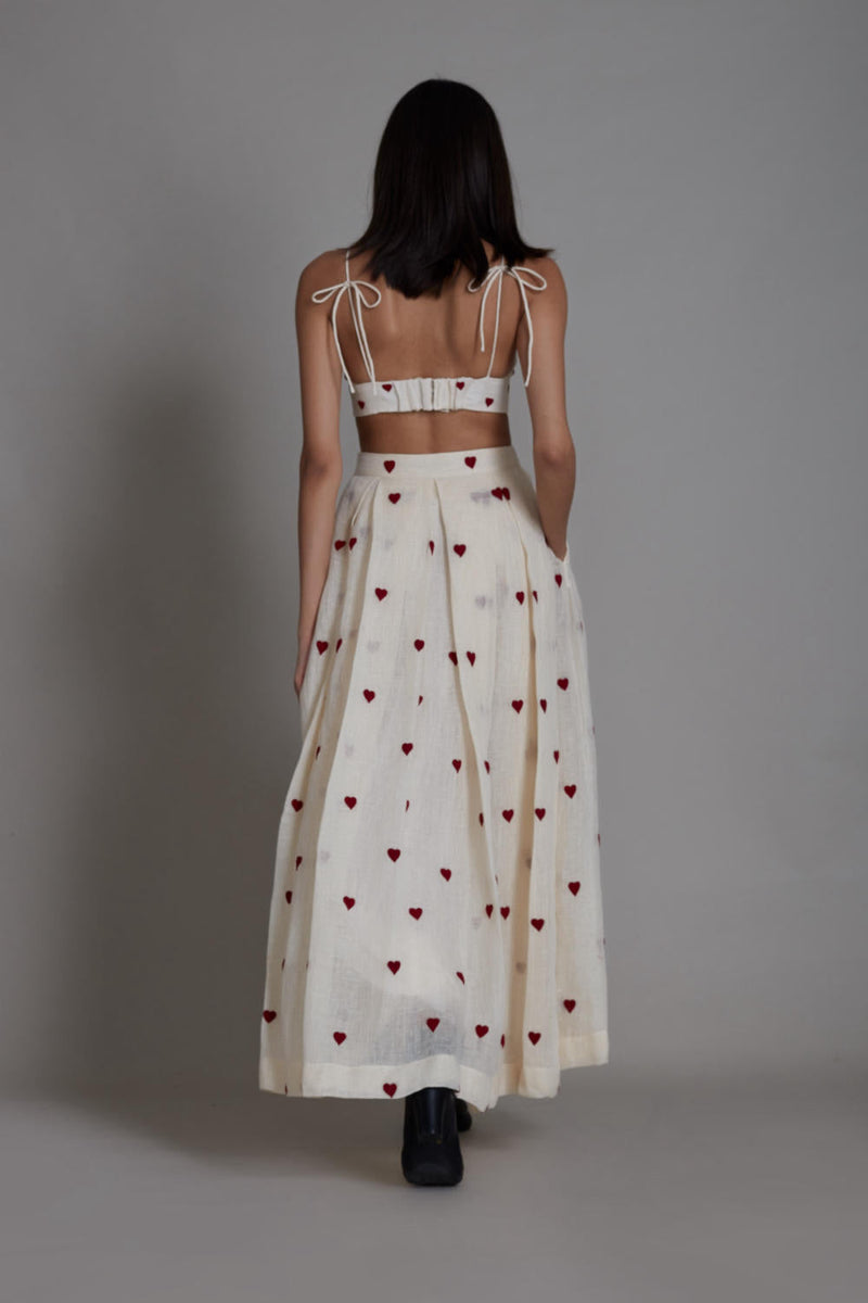 MATI HEART LEHENGA-OATMEAL Skirts by Mati in white color for women Worldwide