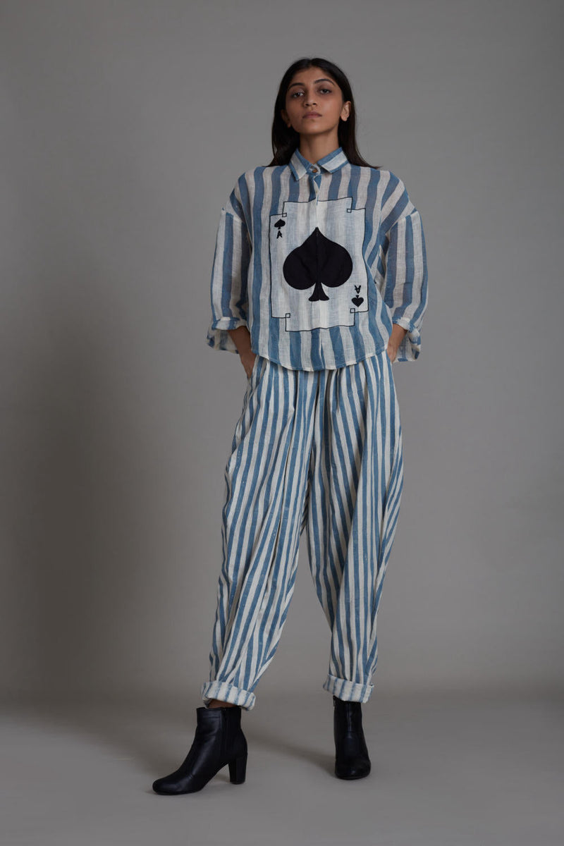 MATI IKKA BALLOON PANTS-BLUE STRIPE Bottoms by Mati for women Worldwide