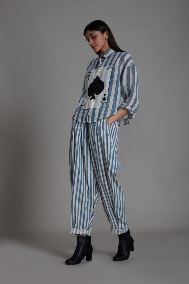 MATI IKKA BALLOON PANTS-BLUE STRIPE Bottoms by Mati for women Worldwide