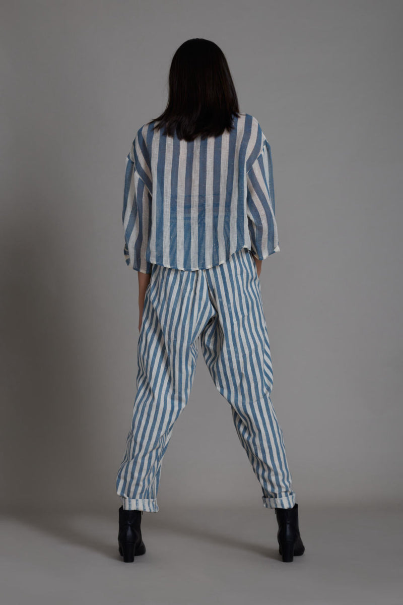 MATI IKKA BALLOON PANTS-BLUE STRIPE Bottoms by Mati for women Worldwide