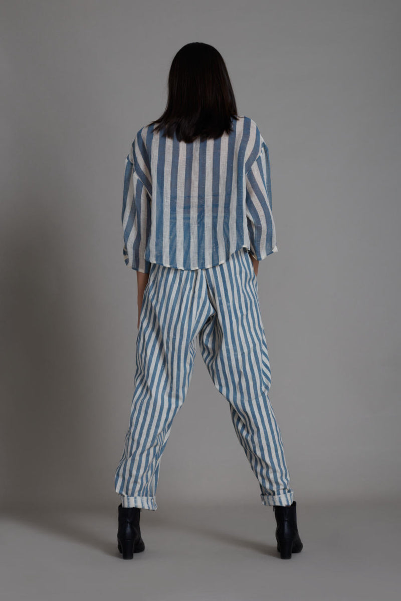 MATI IKKA LINEN SHIRT-BLUE STRIPE Top & Tunics by Mati for women Worldwide