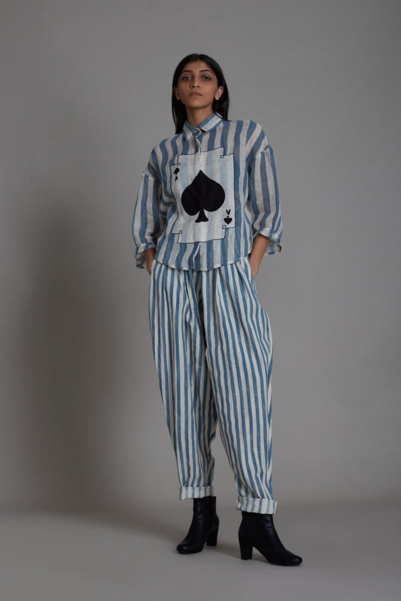 MATI IKKA LINEN SHIRT-BLUE STRIPE Top & Tunics by Mati for women Worldwide