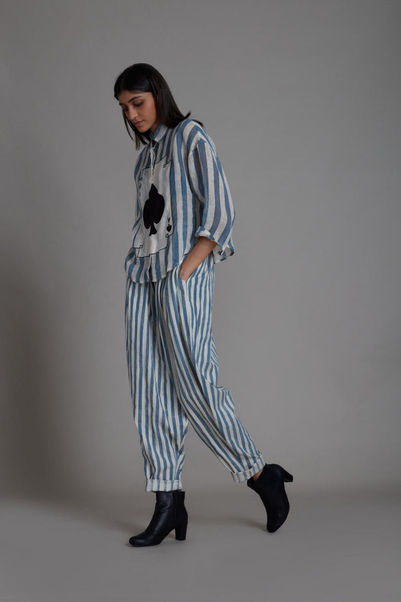 MATI IKKA LINEN SHIRT-BLUE STRIPE Top & Tunics by Mati for women Worldwide