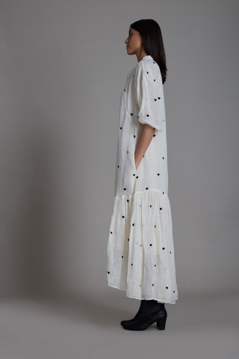 MATI QUEEN OF HEART DRESS-OATMEAL by Mati in white color for women Worldwide