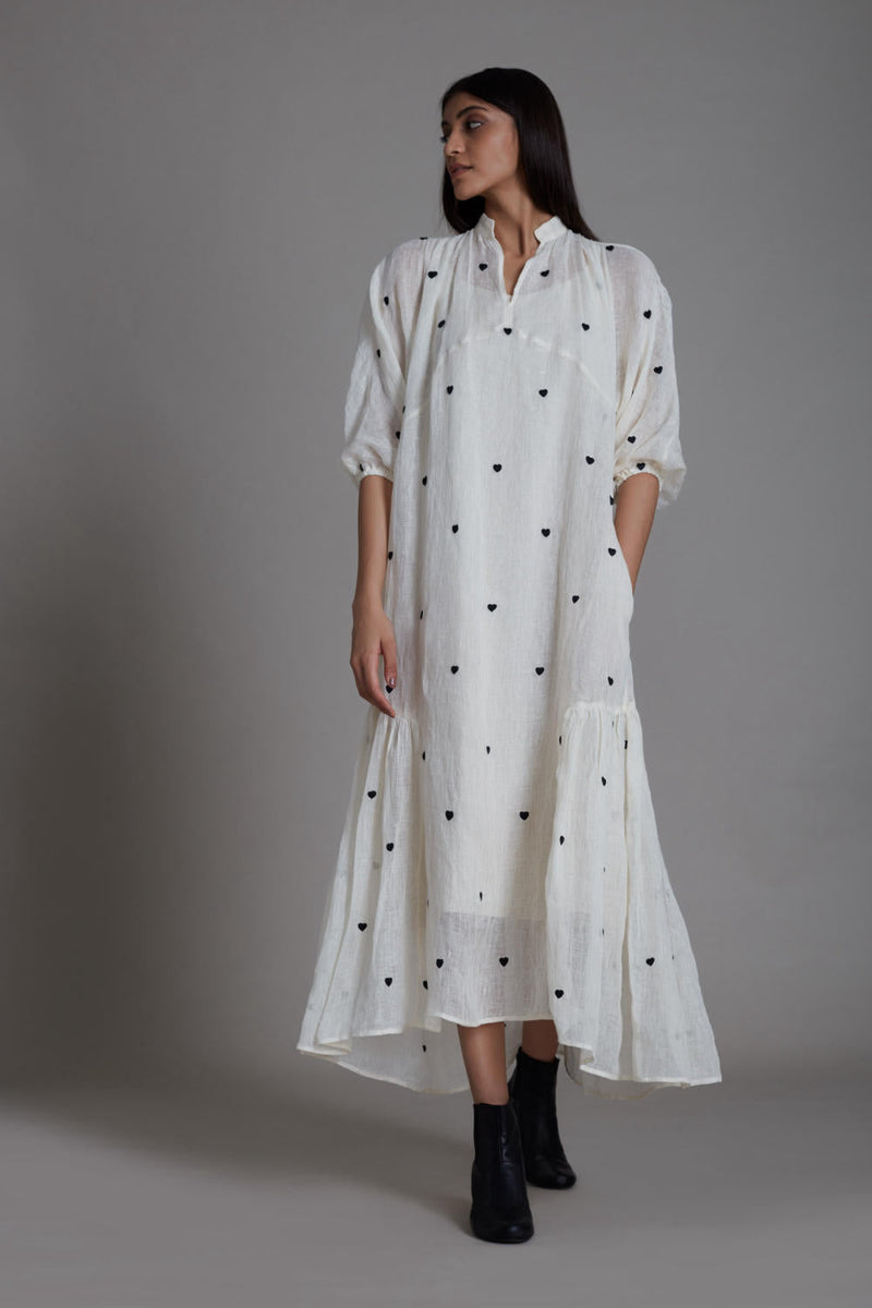 MATI QUEEN OF HEART DRESS-OATMEAL by Mati in white color for women Worldwide