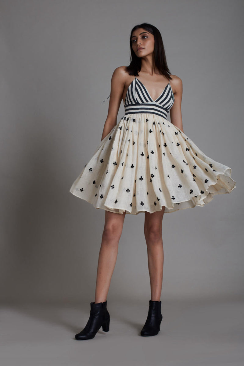 MATI RUMMY DRESS-OATMEAL CLUBS by Mati in white color for women Worldwide