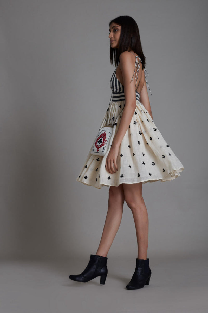 MATI RUMMY DRESS-OATMEAL CLUBS by Mati in white color for women Worldwide