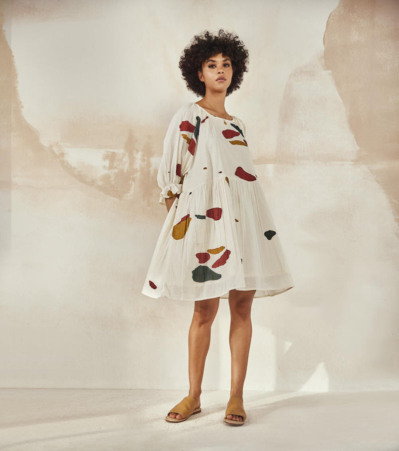 Med-Lay Dress by Khara Kapas in white for women Worldwide