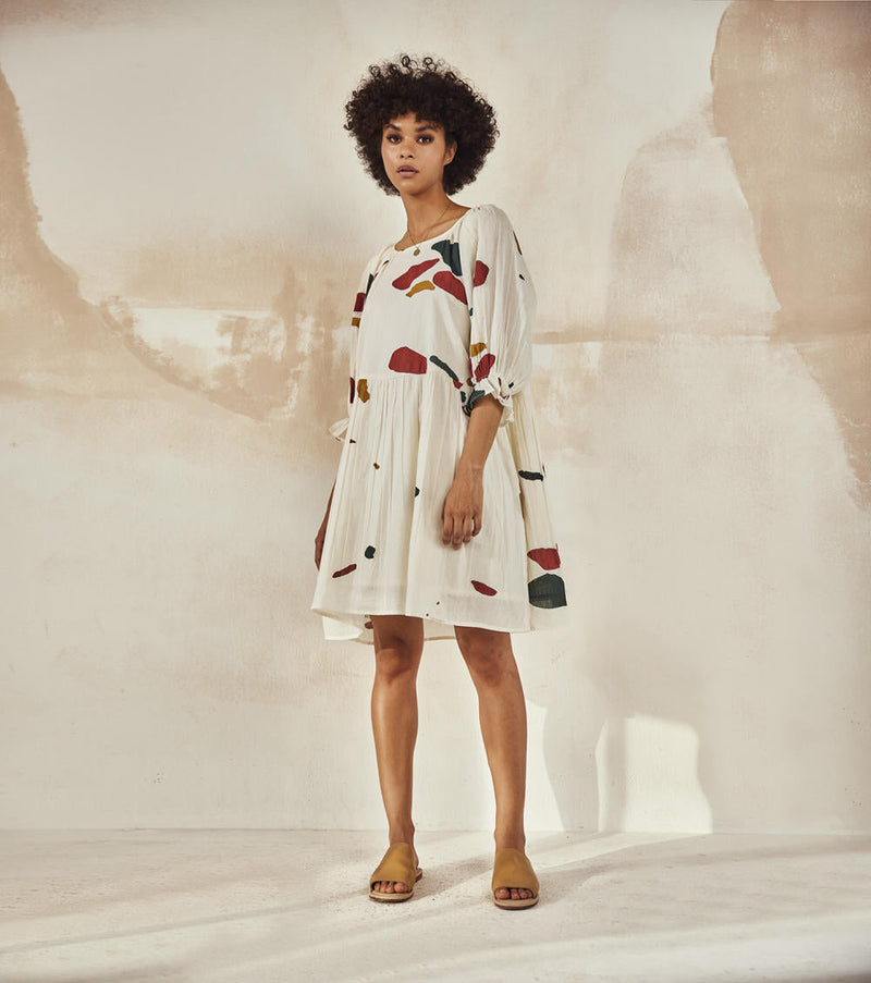 Med-Lay Dress by Khara Kapas in white for women Worldwide
