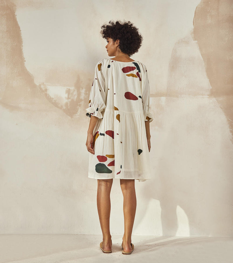 Med-Lay Dress by Khara Kapas in white for women Worldwide