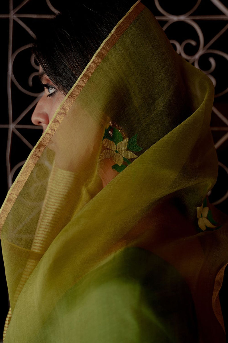 Mehendi Sari Sarees by Suparna Som for women Worldwide