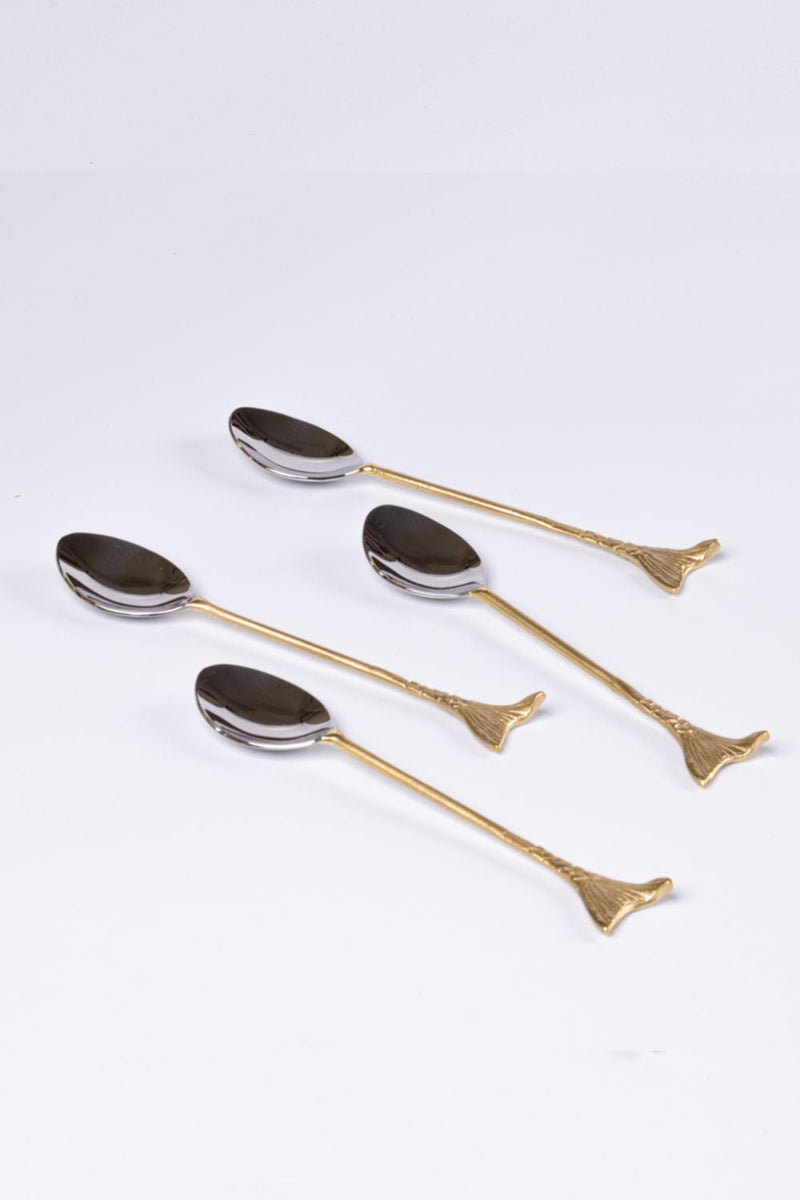 Mermaid Sona Chaandi Dessert Spoons-Set of 4 linen by Gado Living for Worldwide