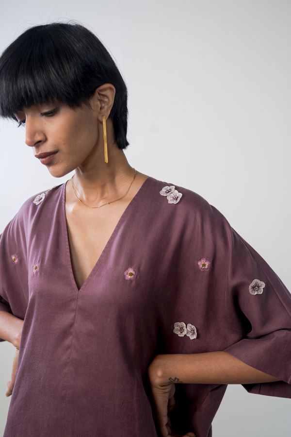Midnight Bloom tencel kaftan Dress,Lounge Wear by SUI for women Worldwide