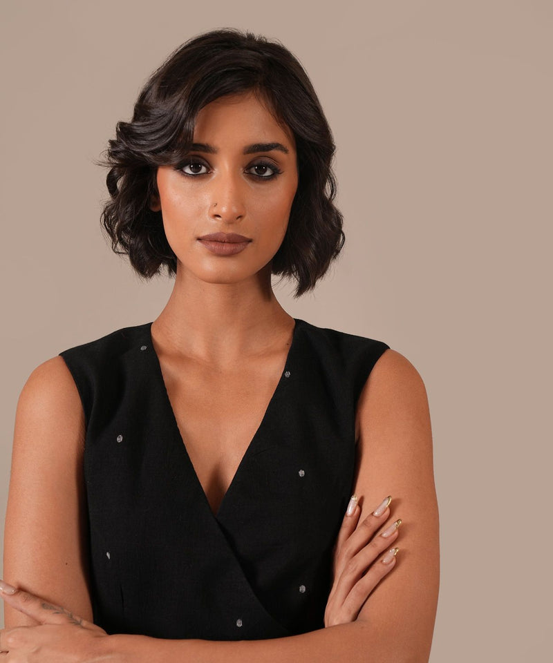 MIDNIGHT SKY DRESS silk by Indigo Dreams in black color for women Worldwide