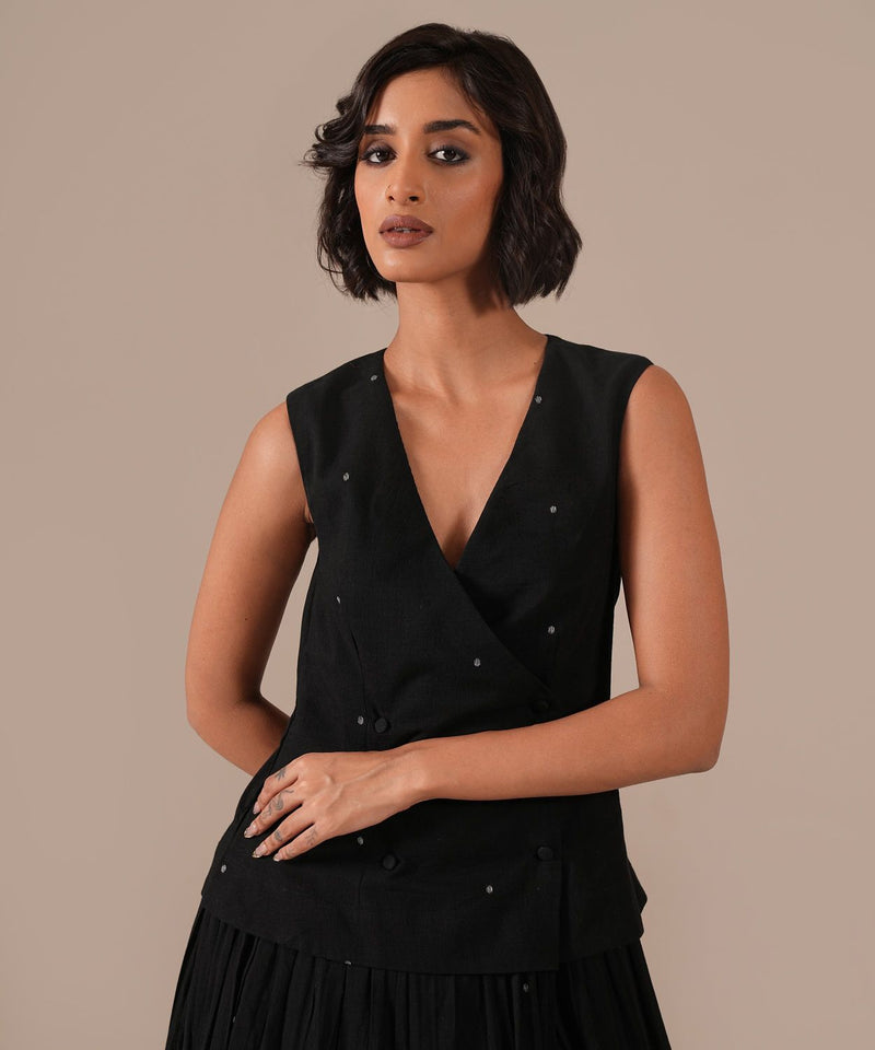 MIDNIGHT SKY DRESS silk by Indigo Dreams in black color for women Worldwide