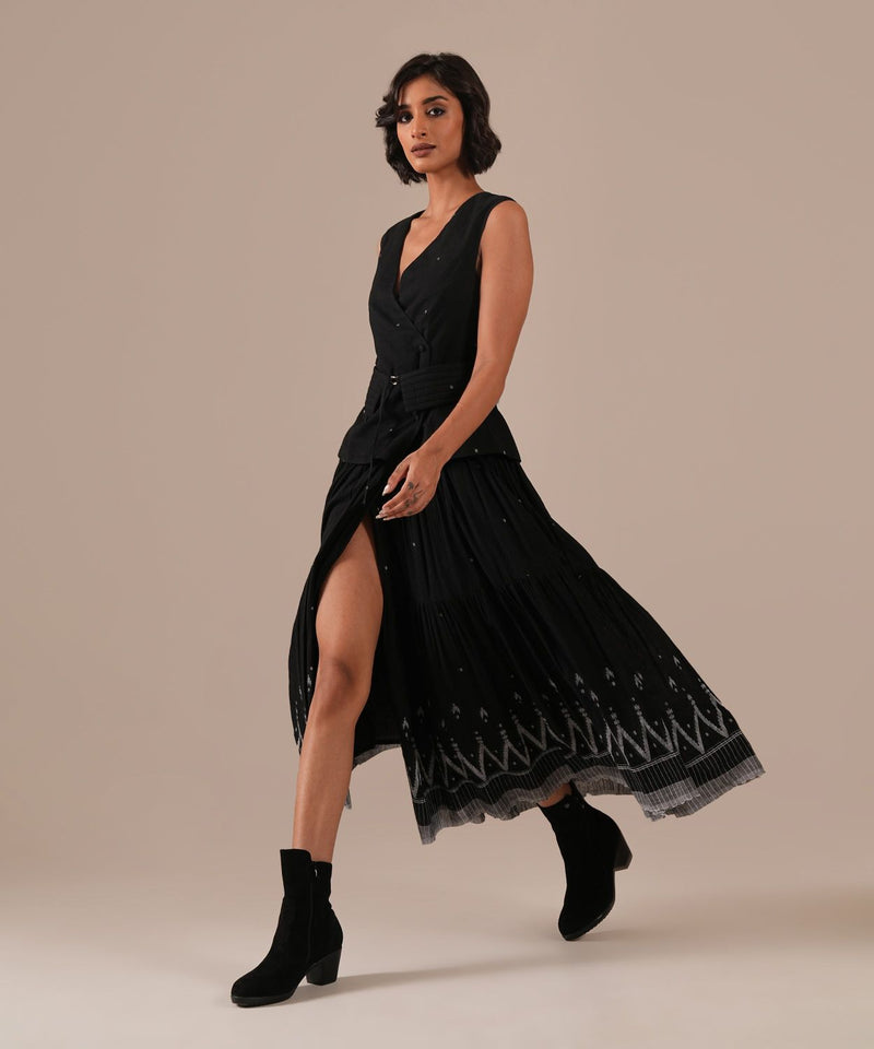 MIDNIGHT SKY DRESS silk by Indigo Dreams in black color for women Worldwide