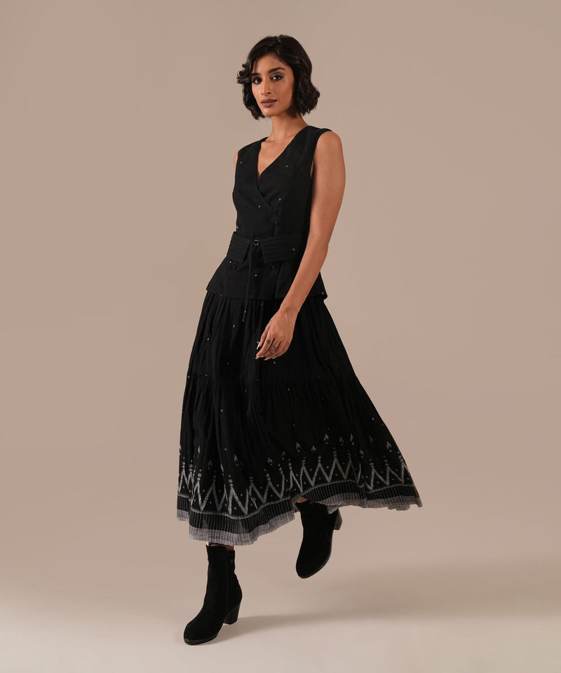 MIDNIGHT SKY DRESS silk by Indigo Dreams in black color for women Worldwide
