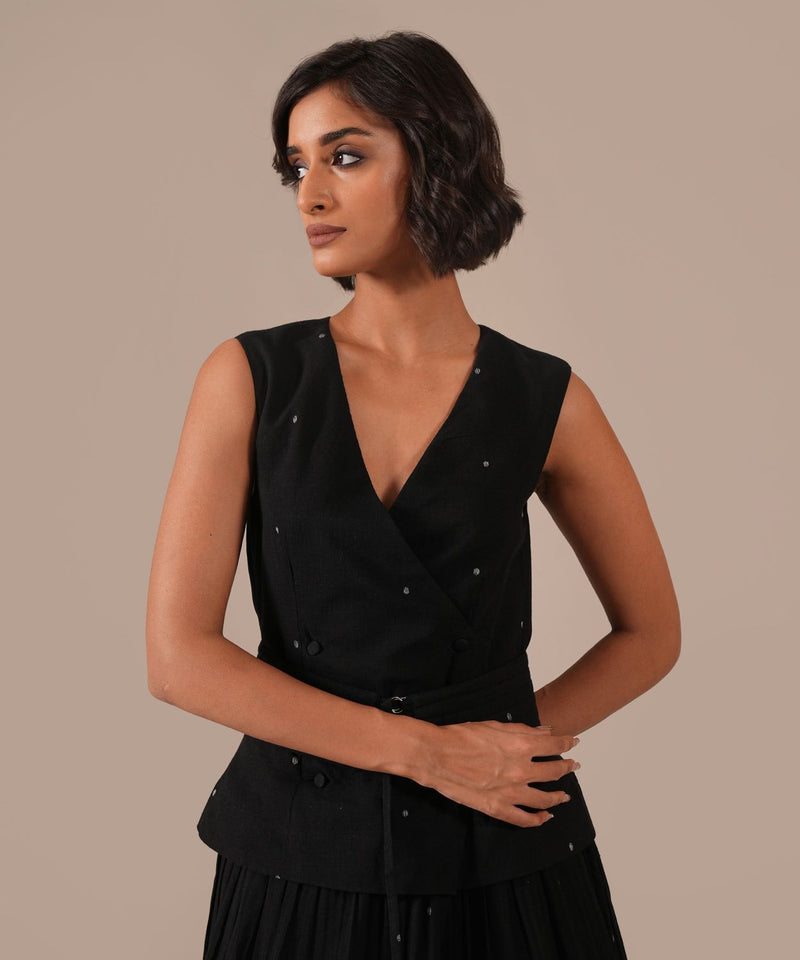 MIDNIGHT SKY DRESS silk by Indigo Dreams in black color for women Worldwide