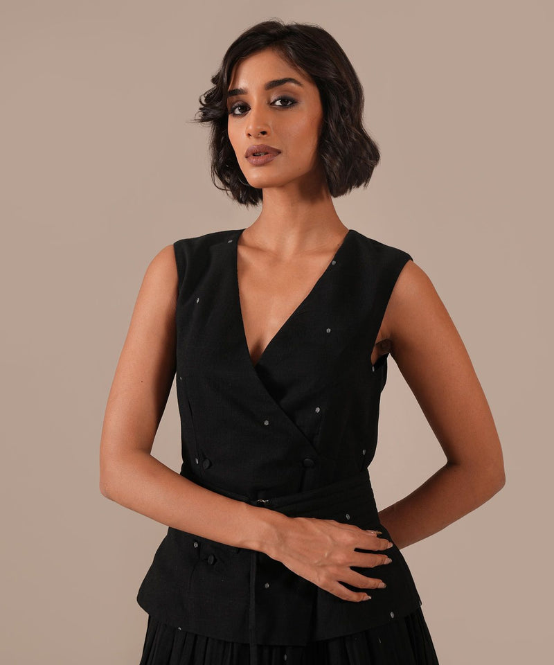 MIDNIGHT SKY DRESS silk by Indigo Dreams in black color for women Worldwide