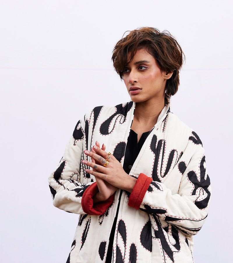Midnight jacket cotton by Khara Kapas in white for women Worldwide