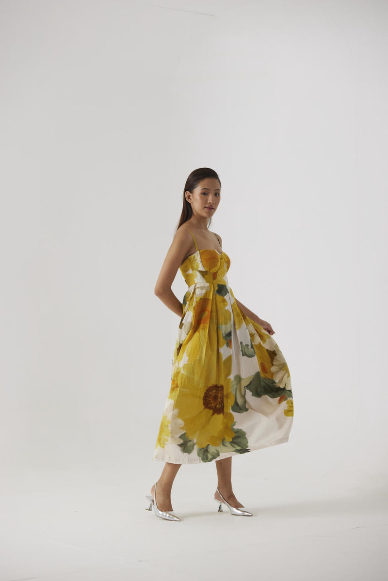 MIMOSA BRALETTE DRESS satin by Yam in yellow color for women Worldwide
