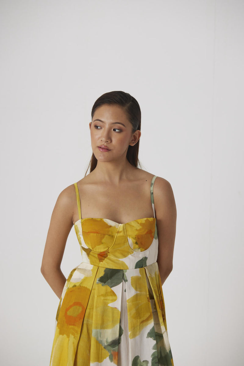 MIMOSA BRALETTE DRESS satin by Yam in yellow color for women Worldwide