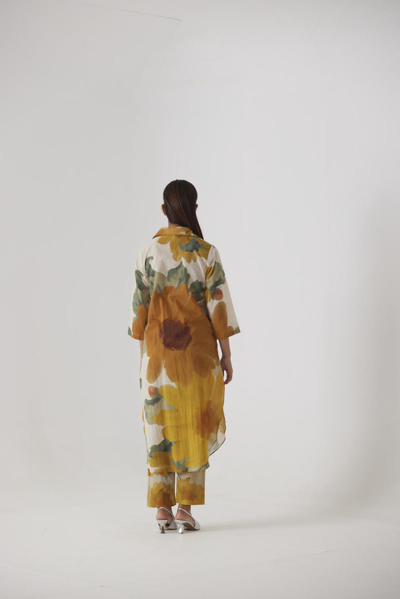 MIMOSA LONG COTTON KURTA SET cotton by Yam in yellow color for women Worldwide