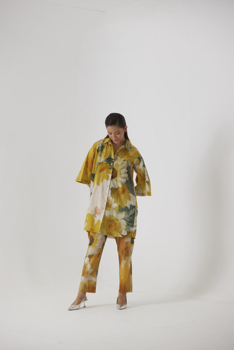 MIMOSA SHORT COTTON KURTA SET cotton by Yam in yellow color for women Worldwide