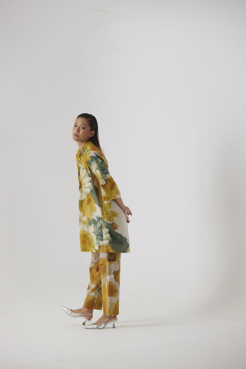 MIMOSA SHORT COTTON KURTA SET cotton by Yam in yellow color for women Worldwide