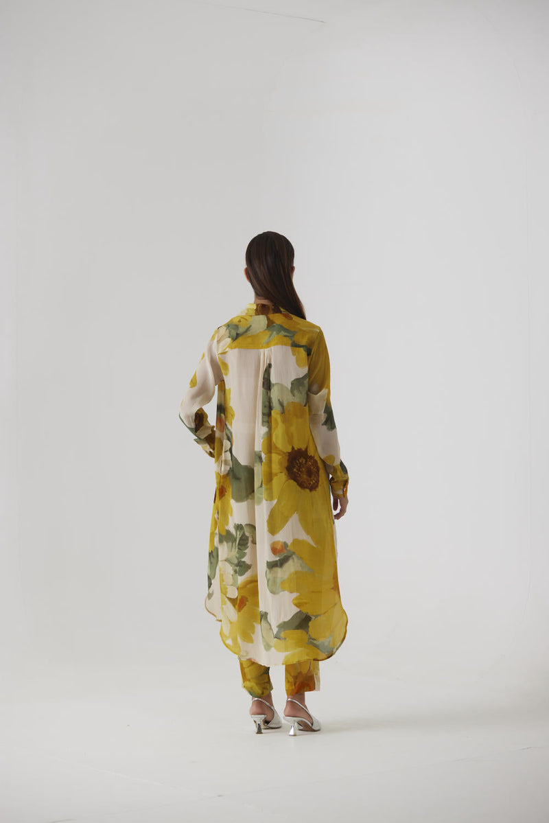 MIMOSA WRAP KURTA SET by Yam in yellow color for women Worldwide