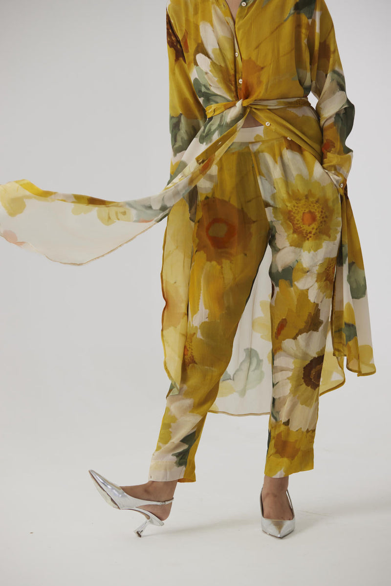 MIMOSA WRAP KURTA SET by Yam in yellow color for women Worldwide