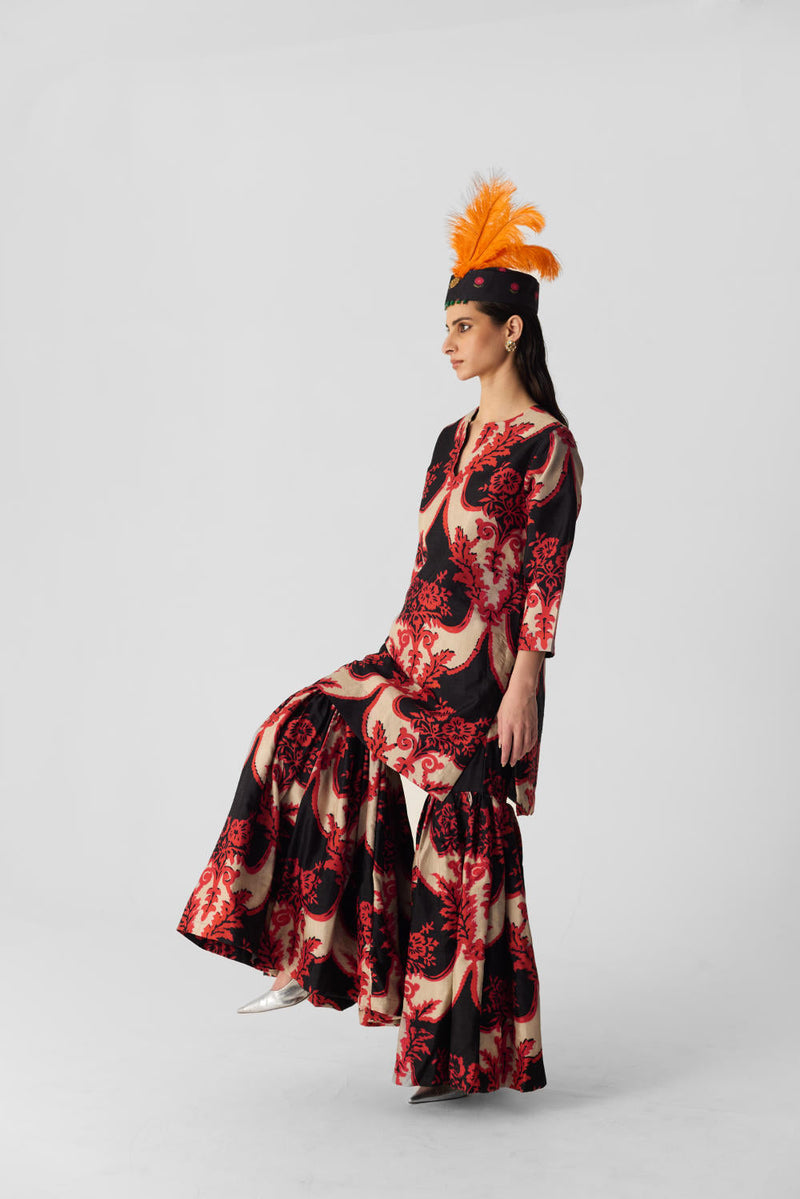 MOLI SHARARA SET silk by Yam in multi color for women Worldwide