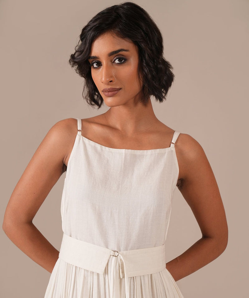 MOON GLOW DRESS 100% cotton by Indigo Dreams in white color for women Worldwide