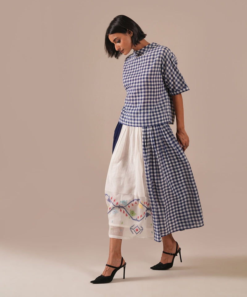 MOONLIT WAVE DRESS 100% cotton by Indigo Dreams in blue color for women Worldwide