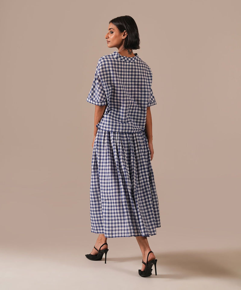 MOONLIT WAVE DRESS 100% cotton by Indigo Dreams in blue color for women Worldwide