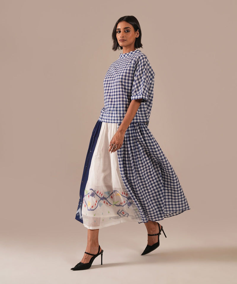 MOONLIT WAVE DRESS 100% cotton by Indigo Dreams in blue color for women Worldwide