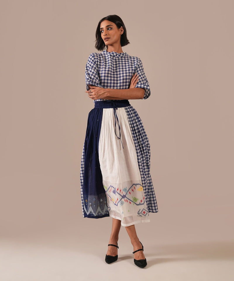 MOONLIT WAVE DRESS 100% cotton by Indigo Dreams in blue color for women Worldwide