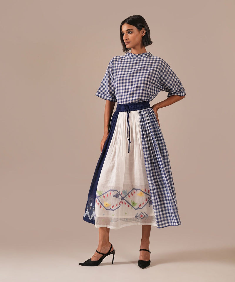 MOONLIT WAVE DRESS 100% cotton by Indigo Dreams in blue color for women Worldwide