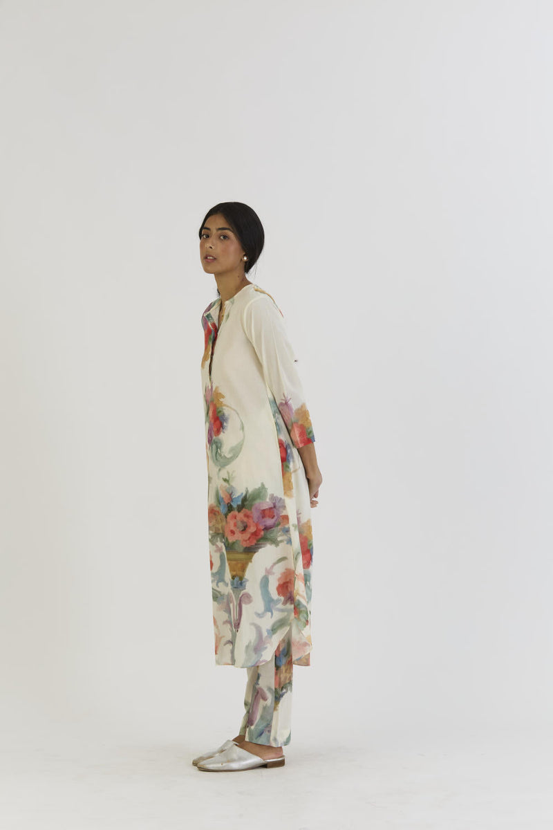 MORELLO LINEN KAFTAN KURTA SET by Yam for women Worldwide