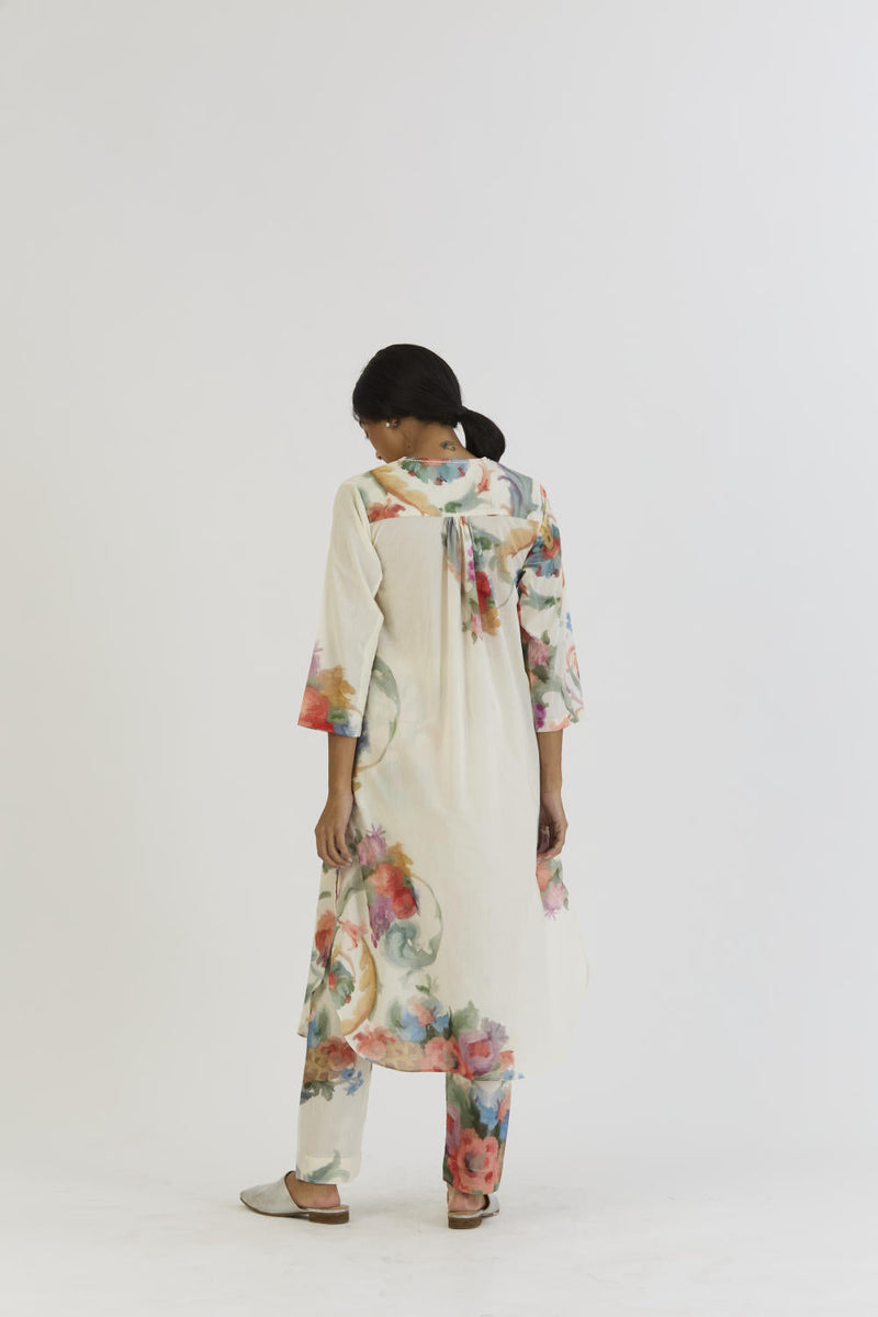 MORELLO LINEN KAFTAN KURTA SET by Yam for women Worldwide