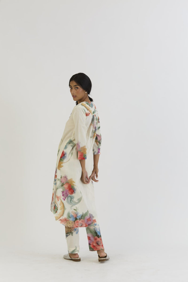MORELLO LINEN KAFTAN KURTA SET by Yam for women Worldwide