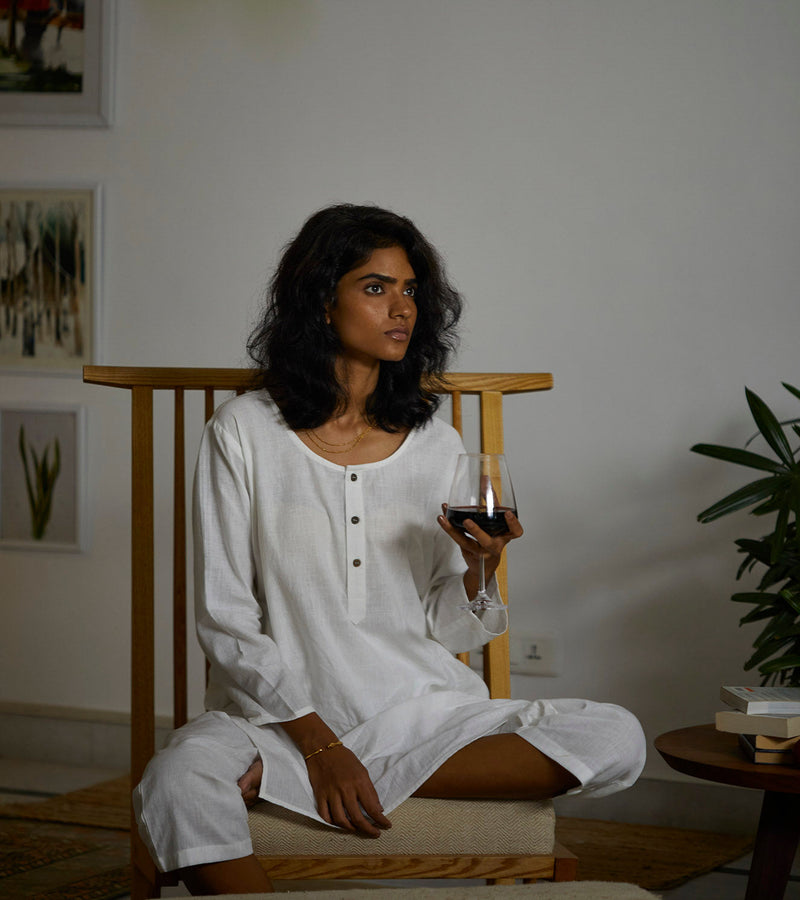 Morning Light Co-ord Set Lounge Wear by Khara Kapas for women Worldwide